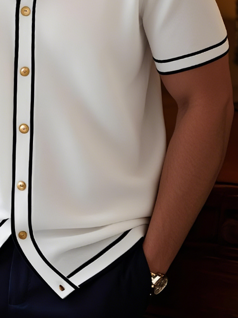 Camicia a Maniche Corte con Bordo a Contrasto