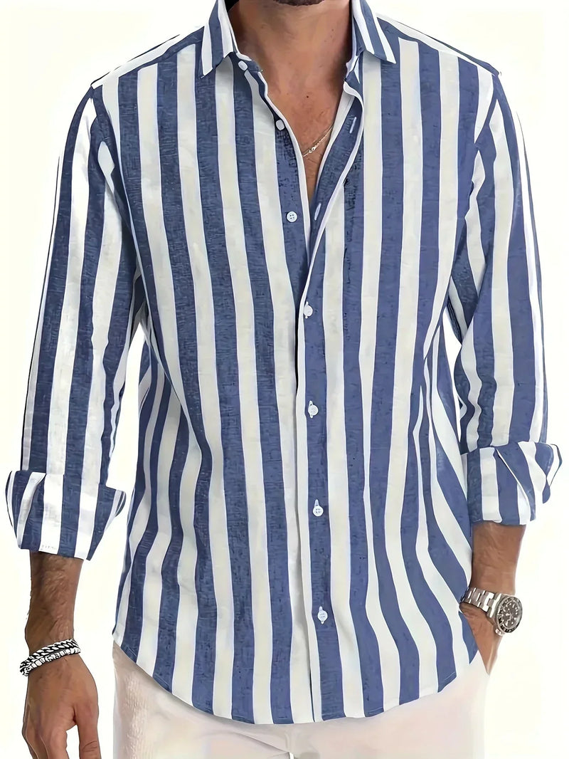 George - Camicia a Maniche Lunghe a Righe Elegante