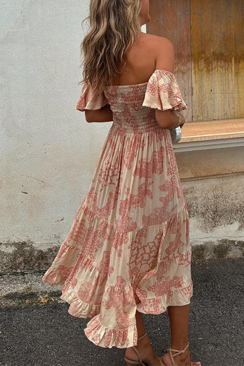 Vee™ | Abito Midi Off-Shoulder Smockato