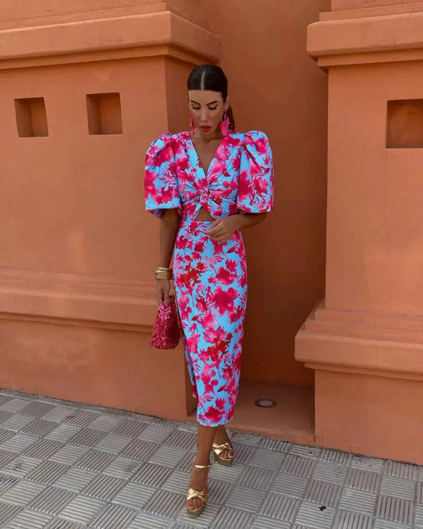 Simona™ | Abito Primaverile con Maniche a Sbuffo