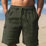 Lorano ™ | Blu Chiaro Camicia da Uomo in Lino e Cotone