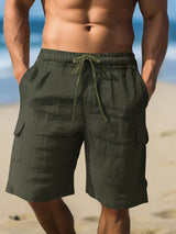 Lorano ™ | Blu Chiaro Camicia da Uomo in Lino e Cotone